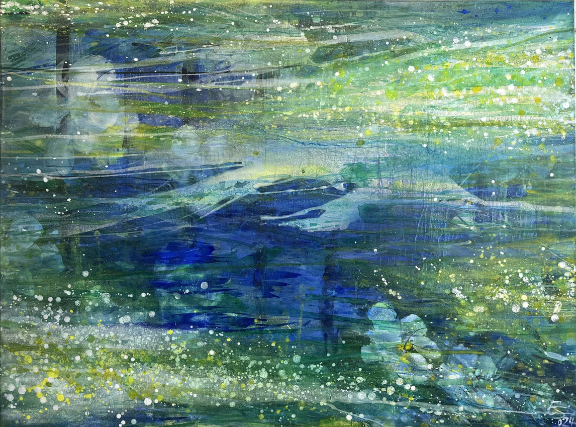 Close-up of Würmwasser und Blüten: Surface and texture