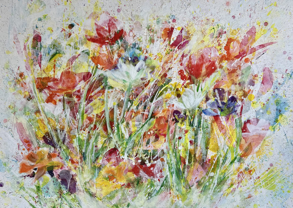 Blumenmeer, acrylic on canvas by Else Streifer-Schröck