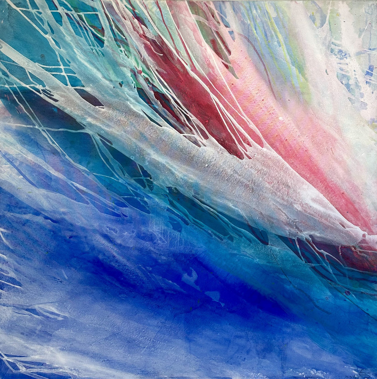 Explosion aus dem Blau, acrylic on canvas by Else Streifer-Schröck