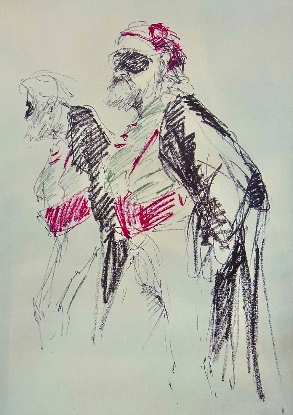 Two Figures, charcoal and crayon on paper by Else Streifer-Schröck